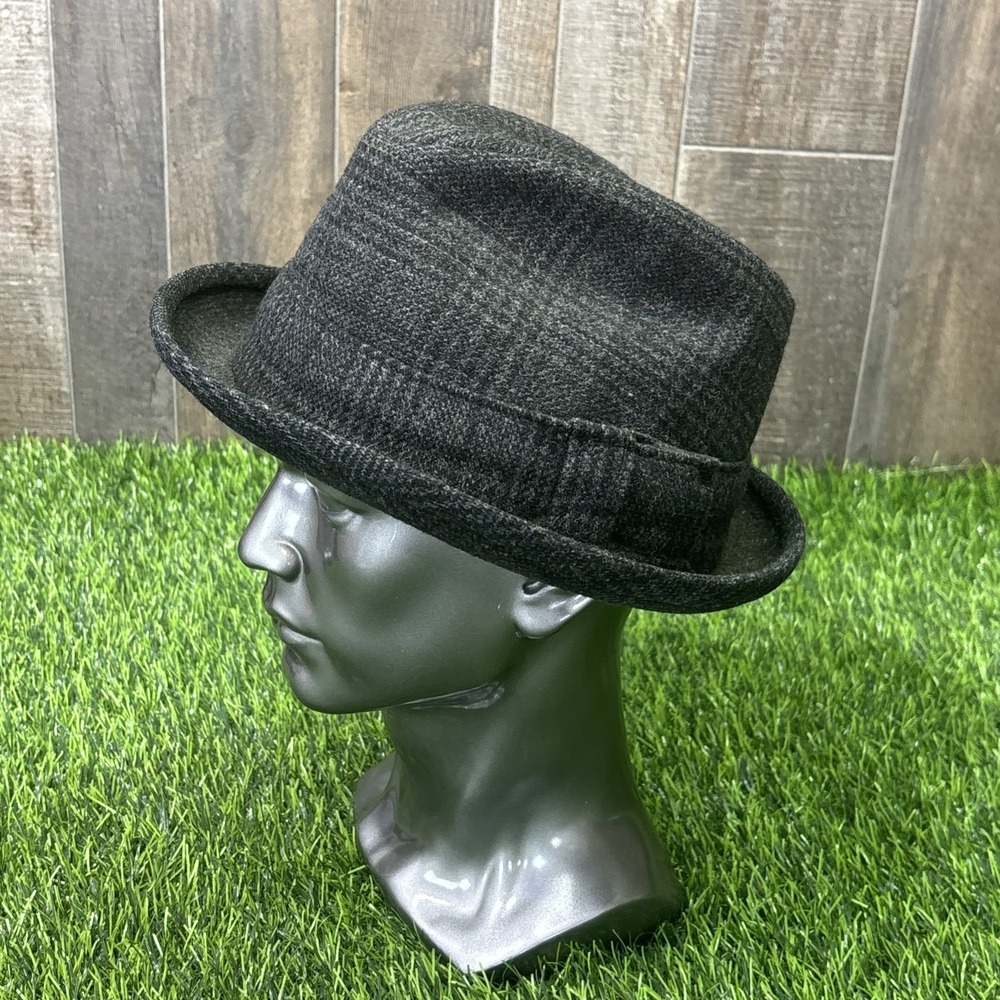 Vintage Men's Dark Gray Wool Fedora Hat Size 7 Noir Old Hollywood Retro Style
